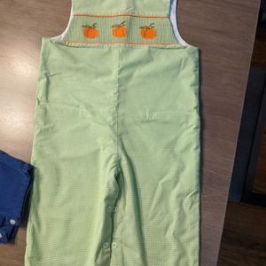 Pumpkin smocked longalls size 18 months
